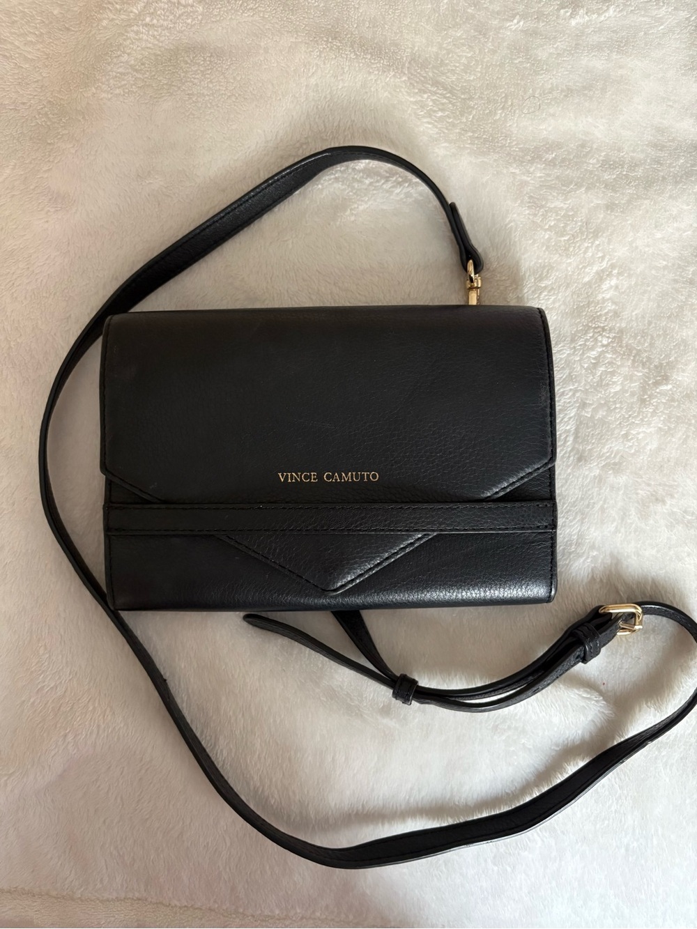 Vince Camuto Black Pebbled 100% Genuine Leather Crossbody Removable Straps